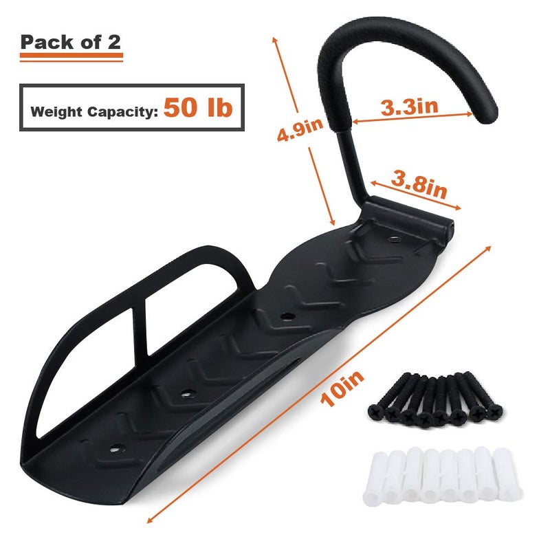 Wallmaster Bike Storage Rack for Garage, Wall Mount Bicycles Hanger, 2-Pack Bike Storage System Vertical Bike Hooks - Image 5
